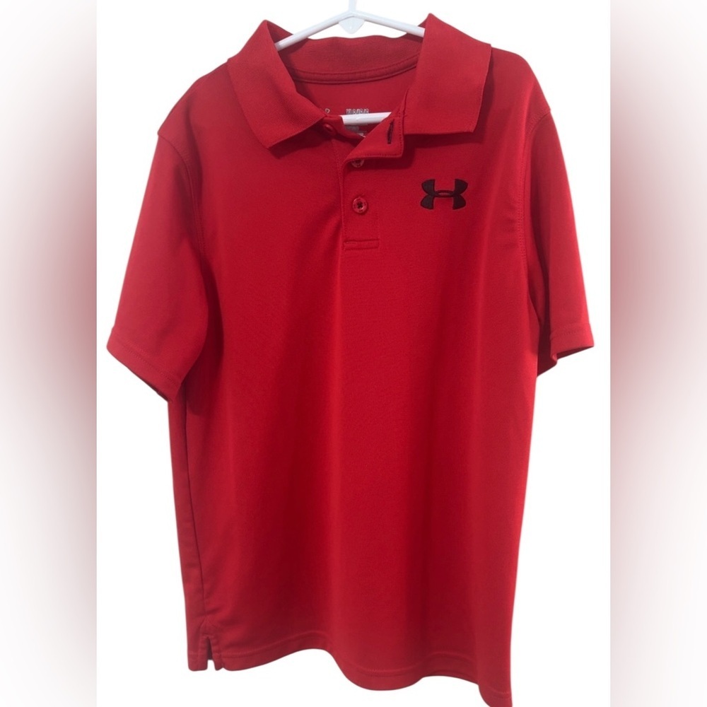 Under Armour Red Polo with Black Logo Youth Large
